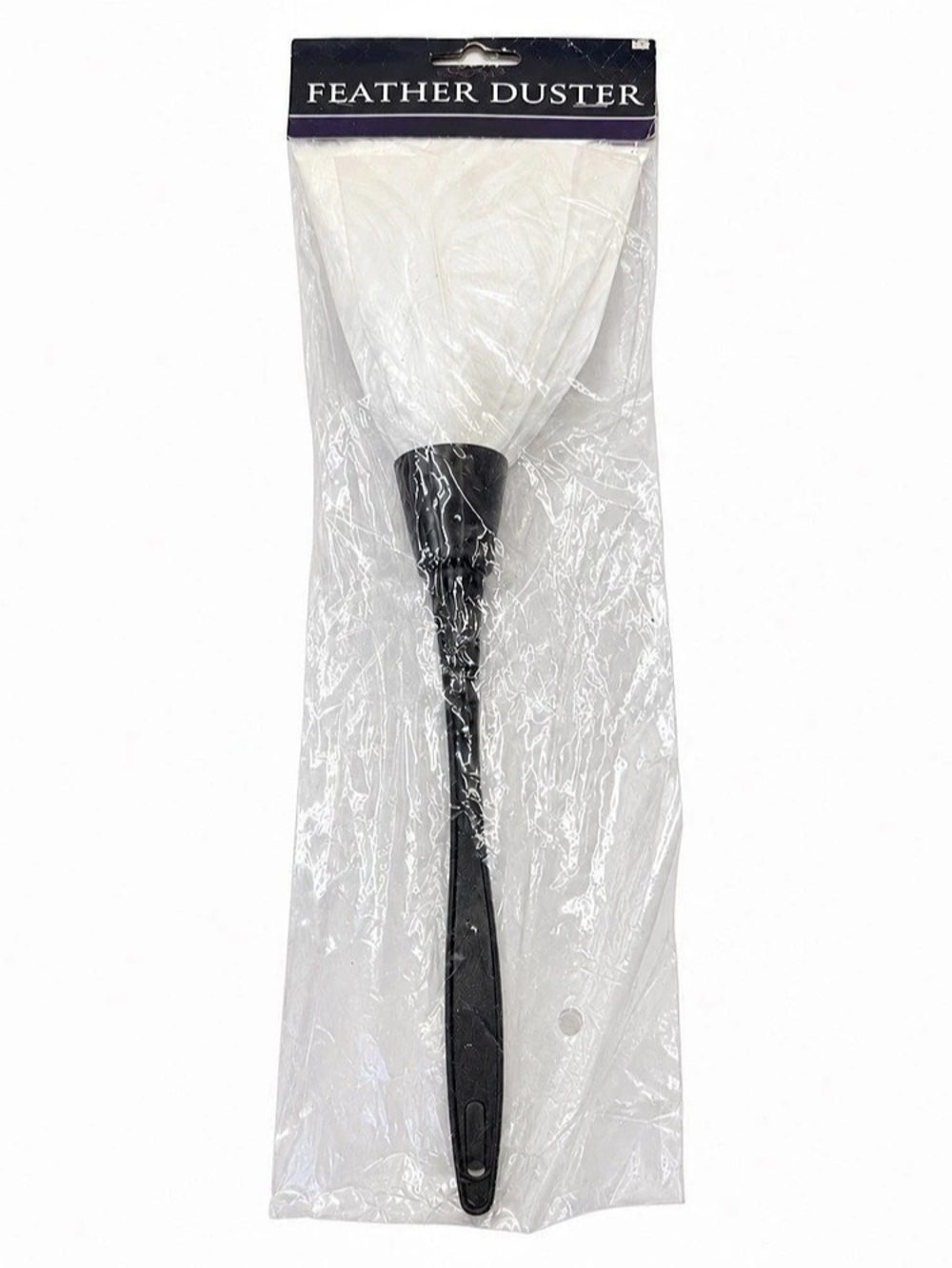 White Feather Duster with Black Handle – French Maid Halloween Costume Accessory